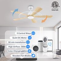 Ventilateur de plafond LED encastré silencieux avec montage encastré en bois noir clair Moteur DC silencieux à haut débit d'air pour chambres à coucher