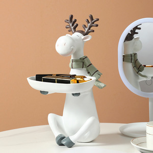 Christmas Reindeer Figurine Resin Craft Living Room Decoration Wine Holder Indoor Use Cartoon Matte Finish - Product Image 2