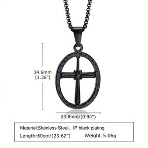 Collier tendance avec pendentif creux en acier inoxydable, motif baseball et croix - Product Image 3