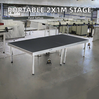 Scène pliable portable pour événements, plateforme 1 x 2 m, hauteur réglable, podium modulaire mobile pour intérieur et extérieur