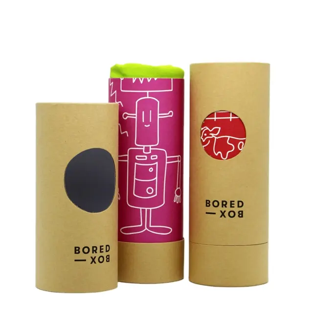 Boîte en carton biodégradable de haute qualité pour T-shirt en papier Kraft, emballage cadeau, boîte tubulaire