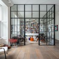 Séparateur de salle à manger classique en acier personnalisé avec ouverture à pousser et à tirer pour bureau à domicile