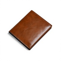 Dompet Pendek Kulit Asli Pria Minimalis Tipis Lipat Dua Anti RFID Custom Grosir, Dompet Kulit Crazy Horse Pria Custom