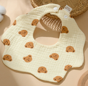 Simpatico orso stampato mussola cotone bavaglini morbidi bandane pulsante Saliva fascia per capelli rutta vestiti per bambini - Product Image 1