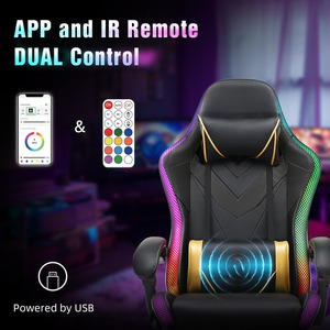 360 Rotation Bureau Massage Fonctionnel RGB <span class=keywords><strong>Gamer</strong></span> <span class=keywords><strong>Chaise</strong></span> 130KG Noir <span class=keywords><strong>Chaise</strong></span> De Jeu LED <span class=keywords><strong>Chaise</strong></span> De Jeu avec Appui-Tête Réglable - Product Image 5