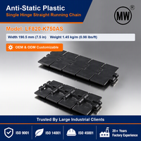 OEM LF820-K750AS Antistatische POM thermoplastische ketting, plastic ketting met vlakke bovenkant voor cosmetische flessenlijnen en kartonhandlingslijnen
