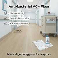 Plancher stratifié AC4 imperméable et antibactérien de 12 mm avec système de clic, lames HDF pour usage extérieur en milieu hospitalier
