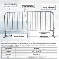 Barrière temporaire de contrôle des foules en métal recouvert de PVC pour événements et concerts, clôture de chantier, hauteur de 6 pieds, tailles personnalisées