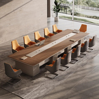 Table de conférence extensible carrée moderne haut de gamme de luxe avec chaises, design modulaire, matériau MDF, 12 places, pour école