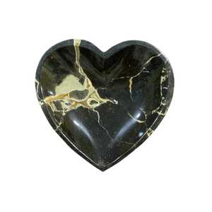 Natural Black Mamba Jasper Heart Shaped Hand Carved Polished Gemstone Decorative <b>Art</b> & Collectible Bowl - Product Image 5