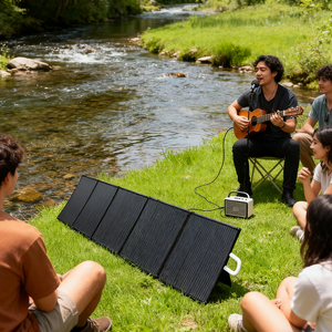 Panel Solar Portátil Negro de 100W con 23% de Eficiencia, Diseño Plegable para Camping, Estación de Energía, Precio Directo de Fábrica - Product Image 1