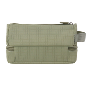 SENDA Simple - Estuche para lápices de nailon acolchado verde oliva con compartimentos con doble cremallera y correa de transporte - Product Image 3