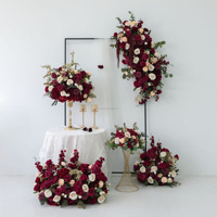 NINI Composition florale artificielle rouge foncé et rose pour décoration de toile de fond de mariage, arche florale, rangée de boules florales, disponible en gros et sur mesure