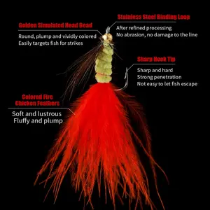 LUSHAZER 20pcs 40pcs Kit de leurres de pêche à la mouche Set de mouches à plumes avec hameçons Colorful Dry Wet Nymph Streamer Trout - Product Image 2