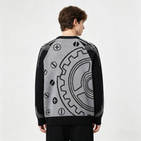 Pull en laine jacquard à motif graphique personnalisé OEM 2026 pour homme, pull de luxe de marque de créateur