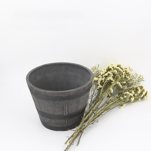 New 2022 garden wood look pot plastic planters for indoor plants