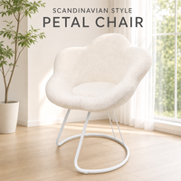 Chaise de bureau moderne en tissu polaire Teddy, avec structure en fer, en forme de fleur, pivotante, réglable en hauteur, avec roulettes
