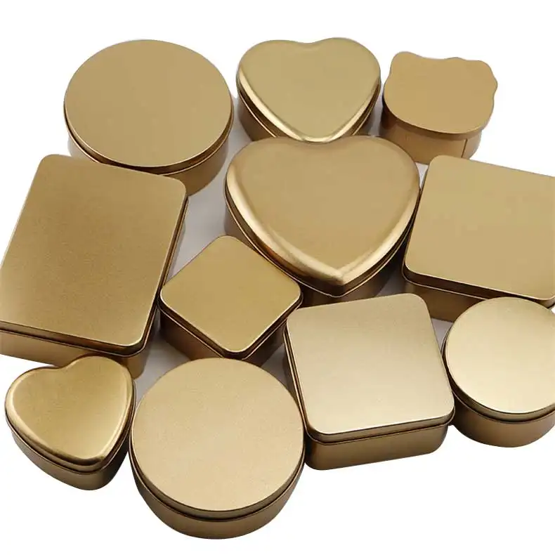 Fourniture ponctuelle de diverses formes emballage cadeau de bonbons personnalisé boîte en fer métallique mariage en forme de coeur givré beauté thé boîte en forme d'étain