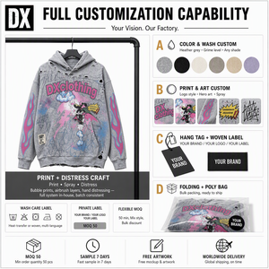Sudadera Corta Personalizada con Letras Gráficas de Héroes de Cómics en Gris Jaspeado, Estilo Desgastado, 380 g/m², para Marcas, Fabricante OEM ODM - Product Image 5