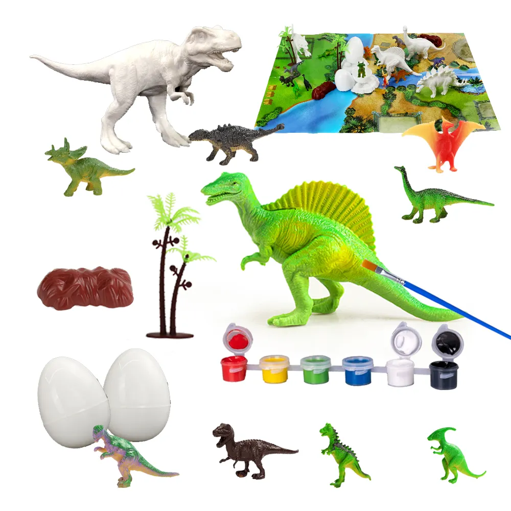 Los niños de artes y artesanía 3d modelo de dinosaurio de juguete pintura Kit con alfombra para niños animal de la