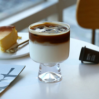Gobelet en verre 250 ml (10 oz) pour desserts créatifs, idéal pour milkshakes, jus et café, verre à pied haut pour la maison