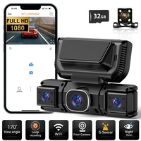 Cámara para Auto DVR de 140 Grados con WiFi, 4 Canales, Grabador de Video 1080P FHD, Control Inalámbrico por Aplicación, Modo de Estacionamiento 24 Horas, Grabación en Bucle