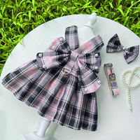 Robe à carreaux pour chien Pet JK en Dacron, petite, avec nœud mignon, design luxueux pour anniversaire, pour Bichon Frisé et Corgi
