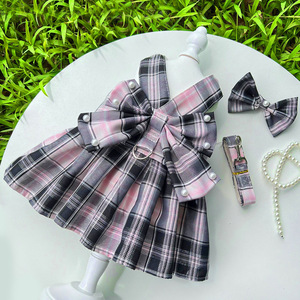 Vestido a Cuadros para Perro Pet JK, Diseño con Lazo, Dacrón, Talla Pequeña, Ideal para <span class=keywords><strong>Cumpleaños</strong></span> de Bichón Frisé y Corgi - Product Image 3