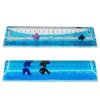 En gros Personnalisable Créatif Clair Acrylique Liquide Rempli 3D Règle Mignon En Plastique Papeterie École Bureau Bureau Décor