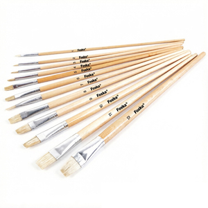 Ensemble de 12 pinceaux à poils de porc blancs à long manche, hautement élastiques, pour peinture acrylique, huile, <span class=keywords><strong>gouache</strong></span>, <span class=keywords><strong>aquarelle</strong></span> <span class=keywords><strong>et</strong></span> peinture sur visage - Product Image 1
