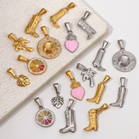 Waterdichte Mode Sieraden Hangers & Charmes Cowboy Boot Hoed Charme 18K Verguld Rvs Hart Fruit Oranje Bedels