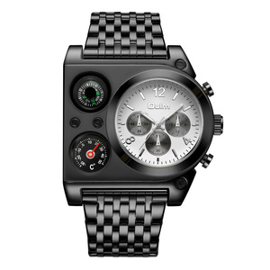 Montre homme OULM Luxury 9315, affichage de la boussole et de la température, <span class=keywords><strong>mouvement</strong></span> à trois fuseaux horaires, <span class=keywords><strong>grand</strong></span> cadran, quartz, montre-bracelet pour homme d'affaires - Product Image 4