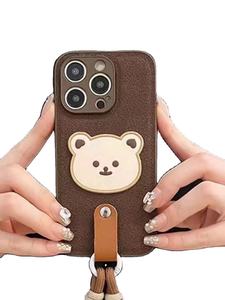 Mode peluche <span class=keywords><strong>Mickey</strong></span> ours Silicone PC avec chaîne antichoc couverture arrière étui de téléphone portable pour iPhone 15 14 13 12 11 Pro max - Product Image 4