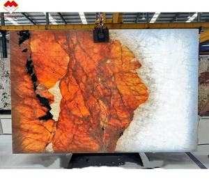 Dalle de Quartzite <span class=keywords><strong>Pandora</strong></span> Rose Macaron Charme de Patagonie Dalle rétroéclairée en pierre naturelle avec grand cristal translucide Quartzite du Brésil - Product Image 1