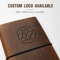 Diario de Viaje de Cuero Recargable Estilo Vintage con Cubierta Grabada con Diseño de Viaje al Redor del Mundo, Logotipo Personalizado, Venta al Por Mayor