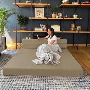 Dareko canapé-lit sectionnel en mousse à mémoire de forme + couverture polaire grise 3D maille 4 matelas pliable canapé-lit canapé-lit en mousse pliable - Product Image 1