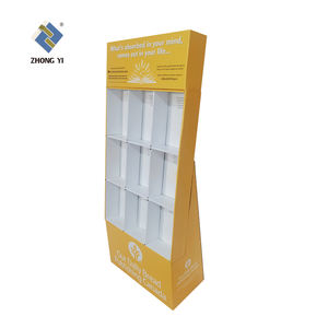 Soporte de exhibición de suelo de cartón con rejilla de libro Pop personalizado OEM, estante de exhibición de suelo de papel para librería - Product Image 1