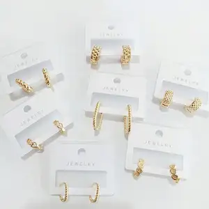 Wholesale Trendy Mix Style Gold Chunky Ear Rings Set Circle Hoop Earring Fashion Women Croissant Twist Earrings Jewelry