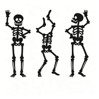 Silhouettes d'extérieur en métal Art Déco noires, artisanales, en forme de squelette, pour décorations d'Halloween effrayantes de jardin et de chemin