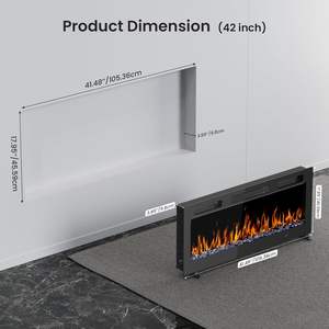42 "12 रंग यथार्थवादी लौ इलेक्ट्रिक दीवार फायरप्लेस हीटर 1500w दीवार घुड़सवार 12 घंटे के प्रोग्राम योग्य टाइमर - Product Image 2
