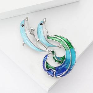 Broche de Golfinho Saltando, Pin de Animal Marinho, Acessório para Casaco, Lindo Pin de Lapela Esmaltado com Strass, Golfinho Azul - Product Image 5