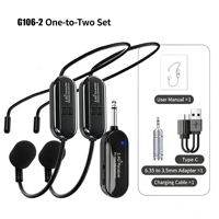 Microphone-casque sans fil 2,4 GHz supercardioïde avec batterie intégrée pour enseignant, guide touristique, amplificateur Little Bee un-vers-deux