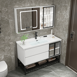 ตู้ห้องน้ำสีขาวใหม่ ตู้กระจกแบบรังผึ้ง ตู้กระจกเงาสีขาว อ่างล้างหน้าสีขาว ตู้แขวนผนัง - Product Image 4