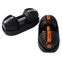 Haltères réglables à 22 niveaux, 3-24 kg, avec réglage rapide, haltères tout-en-un avec base pour entraînement complet du corps à domicile