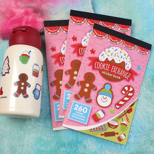 260 autocollants de Noël pour échange de biscuits, <span class=keywords><strong>livre</strong></span> d'autocollants Bonhomme de neige en pain d'épices pour loisirs créatifs, scrapbooking et décorations de fêtes - Product Image 1
