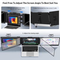 Écran d'extension d'ordinateur portable avec écran LCD IPS triple de 14 pouces, haut-parleur intégré USB pour usage professionnel