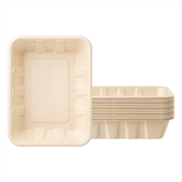 Barquette alimentaire jetable écologique en bagasse de canne à sucre biodégradable avec compartiment pour salade, collation, emballage de biscuits