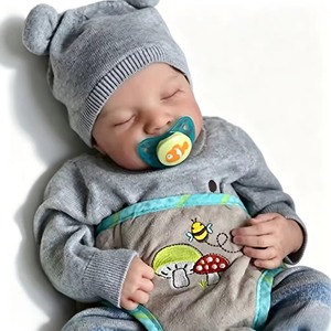 Poupée <span class=keywords><strong>Reborn</strong></span> miniature de 19 pouces, corps entier <span class=keywords><strong>en</strong></span> <span class=keywords><strong>silicone</strong></span> souple, peau réaliste peinte à la main, jouets mignons pour enfants - Product Image 1