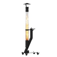 Chauffe-terrasse moderne en métal portable à granulés de bois avec poêle fusée et foyer extérieur à tube de verre