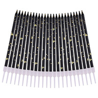 24 pcs/Pack 12.5cm rose longue taille coréenne rétro crayon mince mince long joyeux anniversaire fête mariage gâteau bougies pour les fêtes